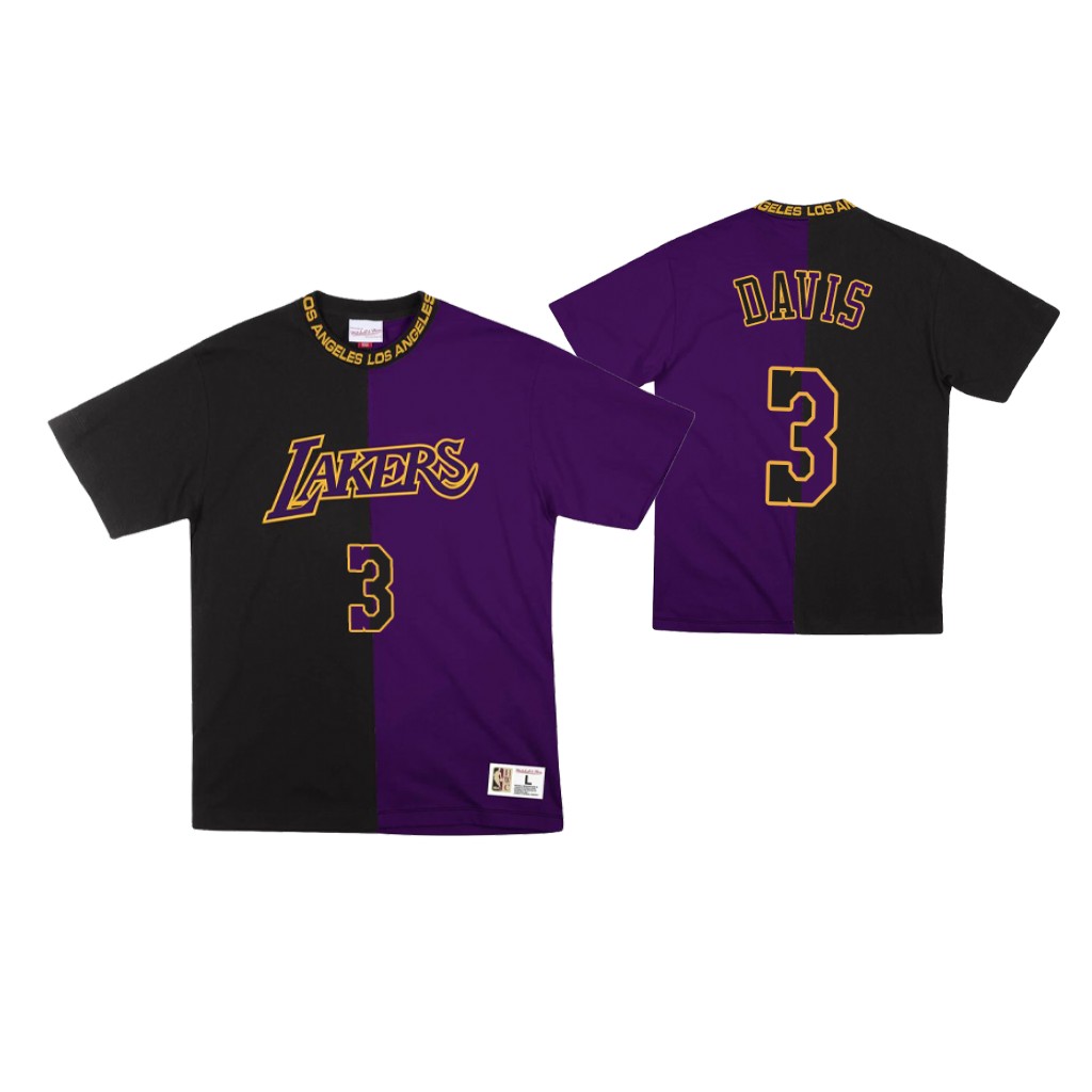 Men's Los Angeles Lakers Anthony Davis #3 NBA Split Edition Purple Black Basketball T-Shirt WJS3183VH